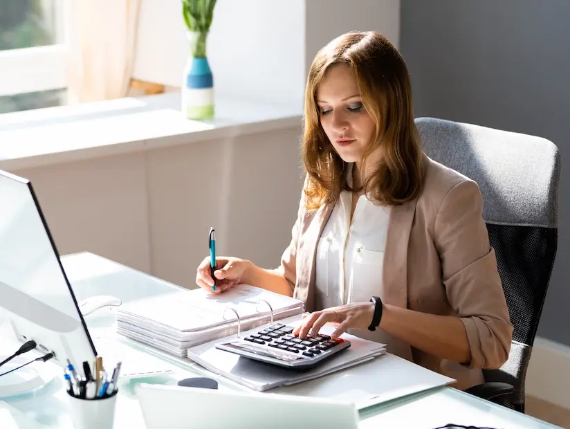 Accountant working on a computer